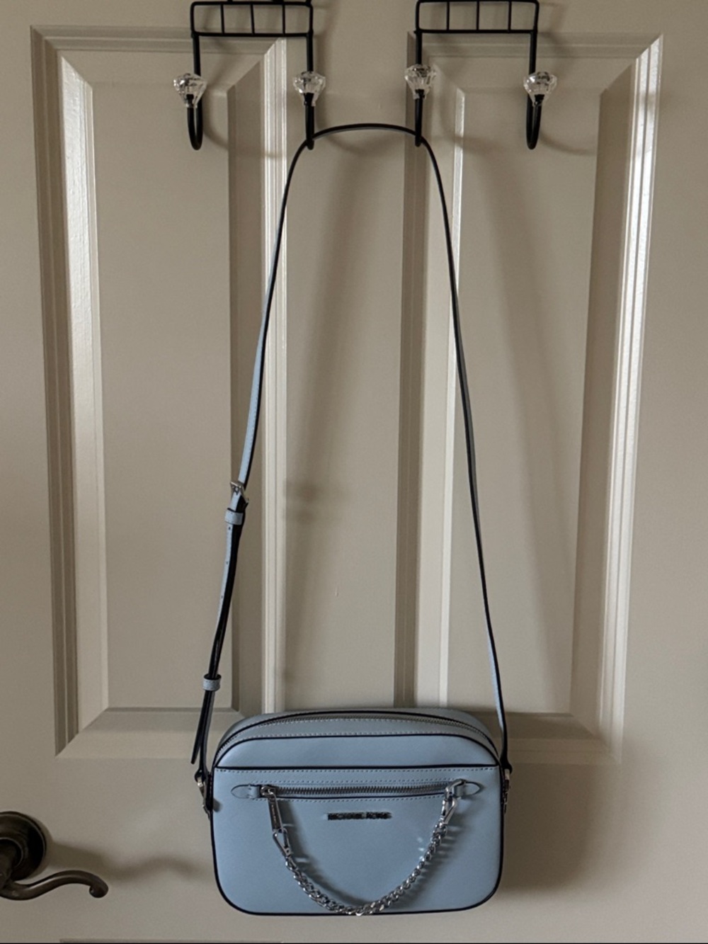 Michael Kors Women’s Pale Blue Crossbody Camera Bag with Chain OS EUC
